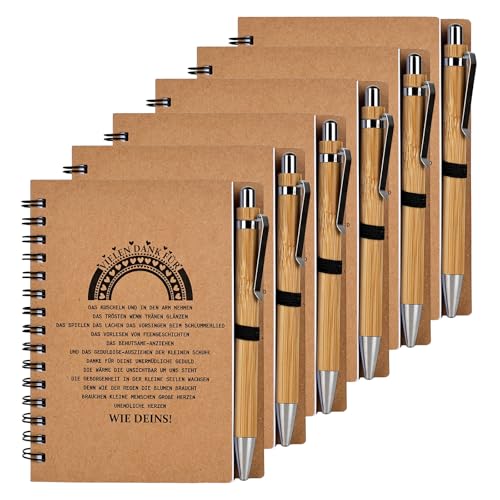 YYTECH 6 Set Geschenk für Kollegen, Dankeschön Geschenk, Abschiedsgeschenk Kollegen Lehrer Erzieherin, Inspirierend Spirale Notizblock Kugelschreiber aus Holz(Vielen Danke für das Kuscheln) von YYTECH