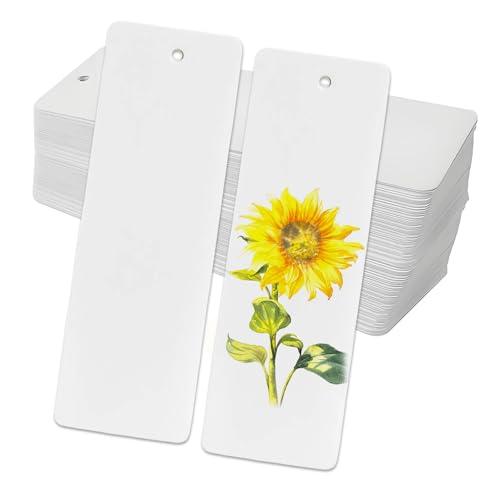 YYTOL Blanko Lesezeichen Papier Basteln 60 Stück Weiß Leeres Rechteckig Lesezeichen Basteln Papier mit Loch für DIY Handwerk 14 x 5cm von YYTOL