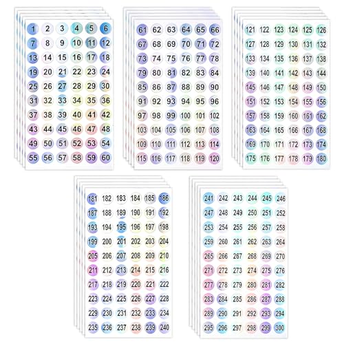 Zahlen Aufkleber 1-300, 25 Blatt Selbstklebende Fortlaufende Kleine Zahlen Nummern Aufkleber 10 mm Runde für Inventarsortierung Zahlen Aufkleber 1-300, 25 Blatt Selbstklebende Fortlaufende Kleine Zahlen Nummern Aufkleber 10 mm Runde für Inventarsortierung von YYTOL
