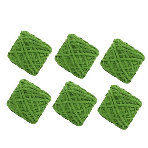 6 Stück, 90 g pro Rolle, grobes Chenille-Garn zum Häkeln, flauschiger Samtplüsch, dickes, weiches Chenille-Garn, Babydeckengarn zum Häkeln, Stricken, Anfänger (Fruchtgrün, 6 Stück) von YYTOT