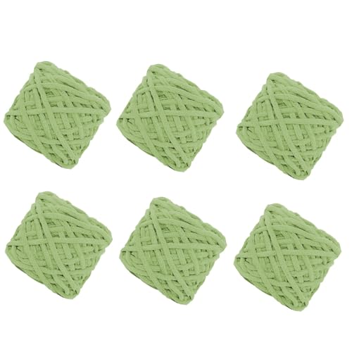 6 Stück, 90 g pro Rolle, grobes Chenille-Garn zum Häkeln, flauschiger Samtplüsch, dickes, weiches Chenille-Garn, Babydeckengarn zum Häkeln, Stricken, Anfänger (Hellgrün, 6 Stück) von YYTOT