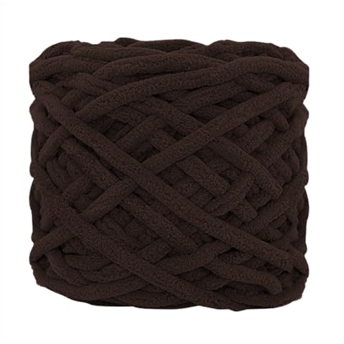6 Stück, 90 g pro Rolle, grobes Chenille-Garn zum Häkeln, flauschiger Samtplüsch, dickes, weiches Chenille-Garn, Babydeckengarn zum Häkeln, Stricken, Anfänger (Kaffee, 1 Stück) von YYTOT