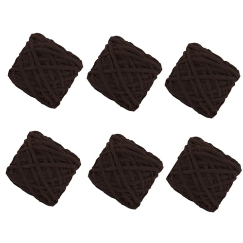 6 Stück, 90 g pro Rolle, grobes Chenille-Garn zum Häkeln, flauschiger Samtplüsch, dickes, weiches Chenille-Garn, Babydeckengarn zum Häkeln, Stricken, Anfänger (Kaffee, 6 Stück) von YYTOT