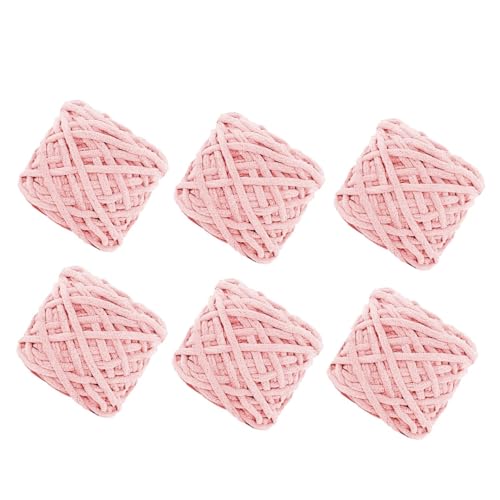 6 Stück, 90 g pro Rolle, grobes Chenille-Garn zum Häkeln, flauschiger Samtplüsch, dickes, weiches Chenille-Garn, Babydeckengarn zum Häkeln, Stricken, Anfänger (Rosa, 6 Stück) von YYTOT