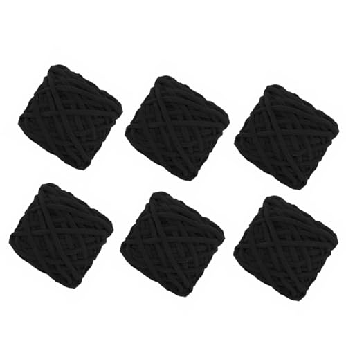 6 Stück, 90 g pro Rolle, grobes Chenille-Garn zum Häkeln, flauschiger Samtplüsch, dickes, weiches Chenille-Garn, Babydeckengarn zum Häkeln, Stricken, Anfänger (Schwarz, 6 Stück) von YYTOT