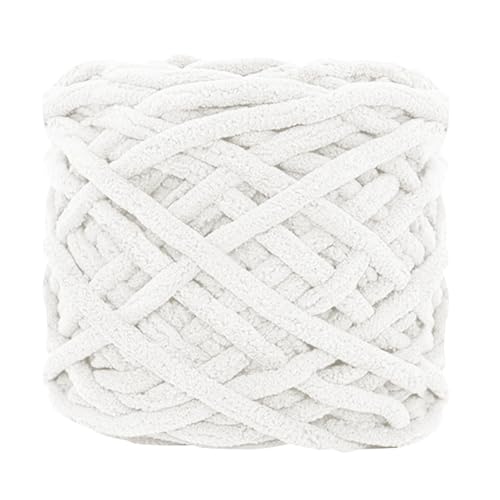 6 Stück, 90 g pro Rolle, grobes Chenille-Garn zum Häkeln, flauschiger Samtplüsch, dickes, weiches Chenille-Garn, Babydeckengarn zum Häkeln, Stricken, Anfänger (Weiß, 1 Stück) von YYTOT
