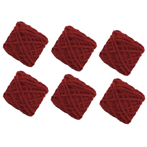 6 Stück, 90 g pro Rolle, grobes Chenille-Garn zum Häkeln, flauschiger Samtplüsch, dickes, weiches Chenille-Garn, Babydeckengarn zum Häkeln, Stricken, Anfänger (rot, 6 Stück) von YYTOT
