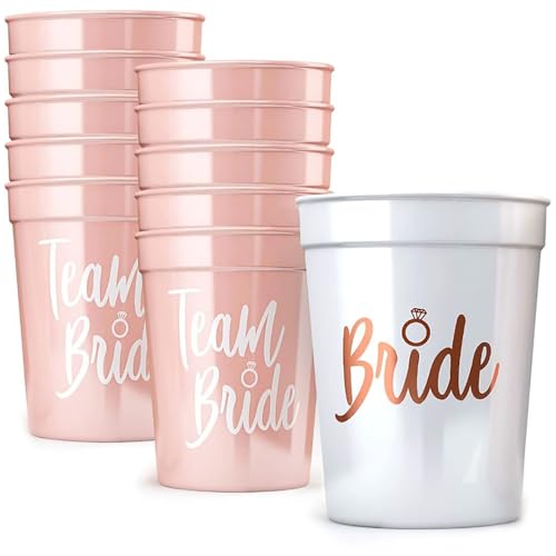 11 Stück JGA Becher, Braut und Team Braut Tassen, Team Bride Becher, Wiederverwendbare, Bride to be Deko für Bridal Shower, Verlobungsfeier, Junggesellenabschied Party von YYUEZHI