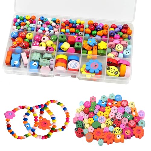 YYUEZHI 400 Stück Holzperlen Zum Auffädeln, Perlenset Für Armbänder, Smiley Polymer Clay Beads, Perlen Zum Auffädeln Kinder Für Armband Haarband Basteln Für Die Herstellung Von Schmuckarmbändern von YYUEZHI