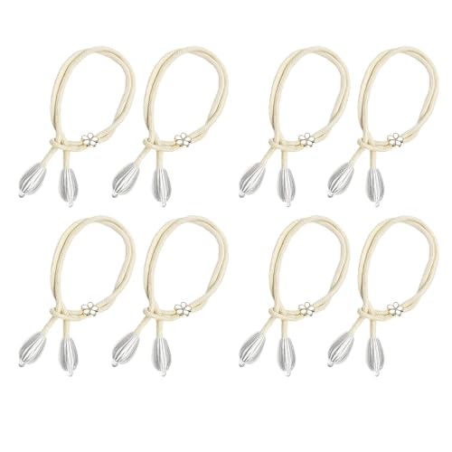 8 Stück Gardinenraffer, Vorhang Raffhalter, Gardinenhalter Vorhanghalter, Curtain Rope Buckle, Curtain Tiebacks, Handgestrickte Vorhang-Raffhalter Für Haus Office, Wohnzimmer, Schlafzimmer(Beige) von YYUEZHI