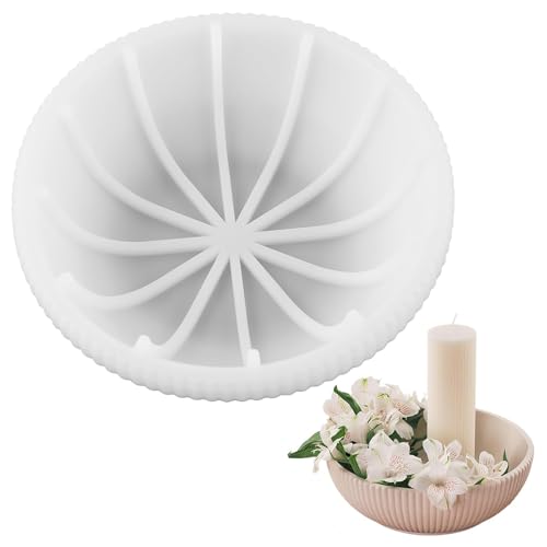 Silikonform Gießform Schale, Silikonform Schale Gestreift, Silikonformen Tablett Rund, Epoxidharz Formen Teller für Teetablett Lagerbehälter Basteln DIY-Projekt, 21.5 x 9 cm von YYUEZHI