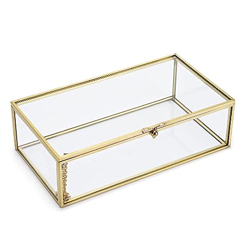 WBYNB Glass Jewelry Box, Transparent Schmuckschatulle, Geometrisches Glas Kasten, Phnom Penh Rahmendesign, für Kommode Dekoration, Display Schmuck, Party, Hochzeit Mittelstücke von WBYNB