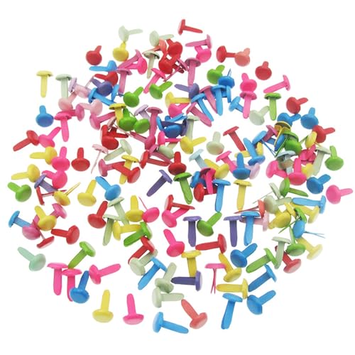 200 Stück Mini-Klammern, Metall-Brads, Spaltstifte, Pastellfarben, runde Bradsfür Handwerk, Kunst, Handwerk, Schule, Heimwerkerbedarf, mehrfarbige Papierverschlüsse (mehrfarbig) von YYWEYUS