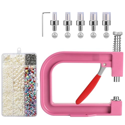 Perlenpresse Perlensetzgerät-Set Für Handgefertigte DIY-Accessoires Für Hüte, Schuhe, Kleidung, Taschen, Röcke (Rosa) von YYZGGLING