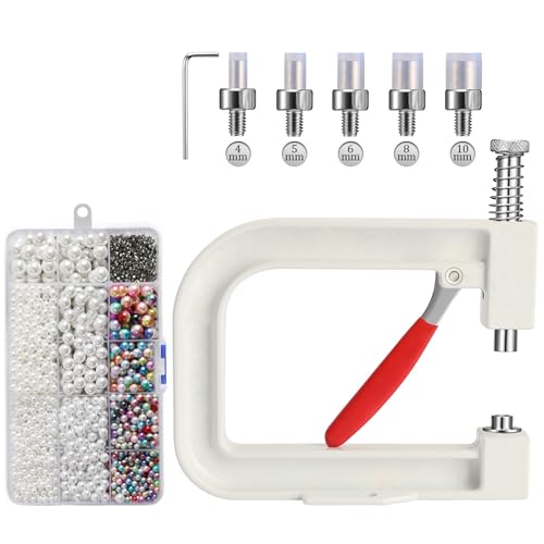 Perlenpresse Perlensetzgerät-Set Für Handgefertigte DIY-Accessoires Für Hüte, Schuhe, Kleidung, Taschen, Röcke (Weiß) von YYZGGLING
