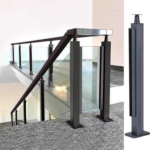 Pfosten und Geländer aus Metall für Treppen, robuster Glasgeländerpfosten mit Klemmen, Glaszaunstangenklemme für Dachboden, Terrassen, Veranden, Treppen, 10/12 mm dick (schwarzer Endpfosten 95 cm) Pfosten und Geländer aus Metall für Treppen, robuster Glasgeländerpfosten mit Klemmen, Glaszaunstangenklemme für Dachboden, Terrassen, Veranden, Treppen, 10/12 mm dick (schwarzer Endpfosten 95 cm) von YYZHON-KXBF