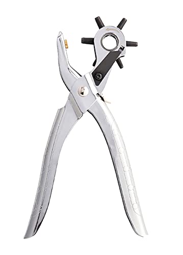 Leder Locher Set, 6 Größen Schwenkbares Ledergürtel, Handlochlocher für Leinen, Hundehalsbänder, Sättel, Schuhe, Stoff, DIY zu Hause oder Bastelprojekte (20cm, Silber) von YYaaloa