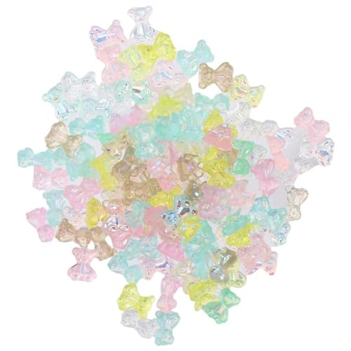 YYlingx 100 Stück Mini-Harz-Gummibärchen-Form, gemischte Bonbonfarben, Bären-Anhänger für DIY-Schmuckherstellung, Kunstdekoration, 9*7mm, Kunstharz von YYlingx