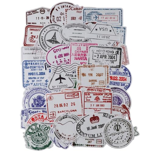 YYlingx 100 Stück Vintage-Reise-Aufkleber, Reisepass-Stempel, Aufkleber, dekorative Aufkleber für Kunst und Handwerk, DIY, Wasserflaschen, Handyhülle, Heimdekoration YYlingx 100 Stück Vintage-Reise-Aufkleber, Reisepass-Stempel, Aufkleber, dekorative Aufkleber für Kunst und Handwerk, DIY, Wasserflaschen, Handyhülle, Heimdekoration von YYlingx