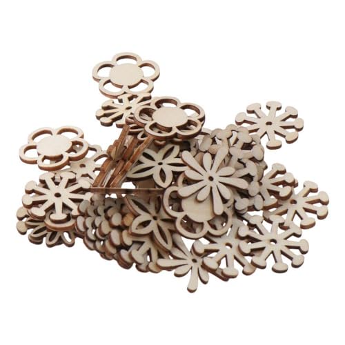 YYlingx 100 Stück hölzerne Blumenausschnitte, hohle Blumenform, Holzstücke, blanko, Holzscheiben für Dekoration, DIY YYlingx 100 Stück hölzerne Blumenausschnitte, hohle Blumenform, Holzstücke, blanko, Holzscheiben für Dekoration, DIY von YYlingx