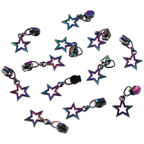 YYlingx 12 Stück #3 Regenbogen-Reißverschlussschieber, hohler Stern, Ersatz-Nylon-Reißverschluss-Reparatur-Set, 3,5 cm Metall-Reißverschlussschieber, Ersatz für Heimwerker, Nähen, Handwerk, Gepäck, YYlingx 12 Stück #3 Regenbogen-Reißverschlussschieber, hohler Stern, Ersatz-Nylon-Reißverschluss-Reparatur-Set, 3,5 cm Metall-Reißverschlussschieber, Ersatz für Heimwerker, Nähen, Handwerk, Gepäck, von YYlingx