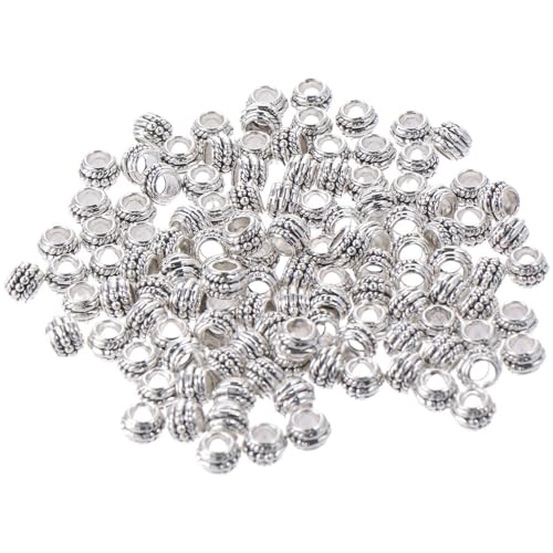 YYlingx 120 Stück 8 mm Antik Silber Armband-Abstandshalter Perlen Legierung Großes Loch lose Perlen für DIY Handwerk Zubehör Schmuckherstellung YYlingx 120 Stück 8 mm Antik Silber Armband-Abstandshalter Perlen Legierung Großes Loch lose Perlen für DIY Handwerk Zubehör Schmuckherstellung von YYlingx