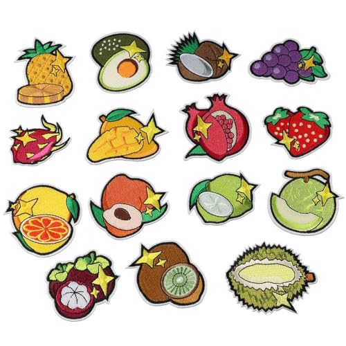 YYlingx 15 Stück bestickte Obst-Flicken, niedliche Früchte, dekorative Aufnäher, DIY-Zubehör, Kleidung, Handy, Rucksack, Dekoration, Zubehör von YYlingx