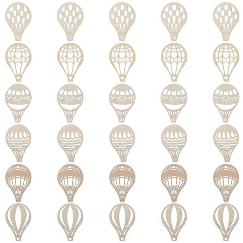 YYlingx 30 Stück unlackierte Heißluftballon-Ausschnitte, 11,9 x 7,9 cm, Holzverzierung, Ballonform, blanko, Ausschnitte für Bastelarbeiten, Heim-Party-Dekoration YYlingx 30 Stück unlackierte Heißluftballon-Ausschnitte, 11,9 x 7,9 cm, Holzverzierung, Ballonform, blanko, Ausschnitte für Bastelarbeiten, Heim-Party-Dekoration von YYlingx