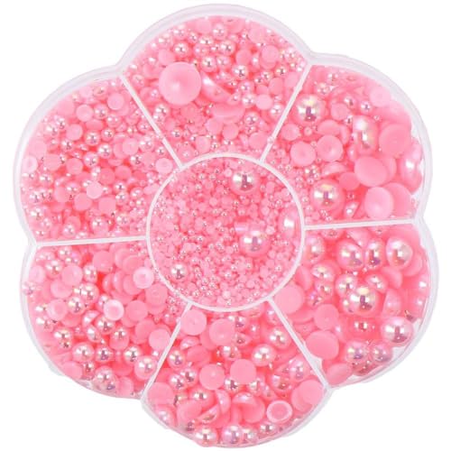 YYlingx 5600 Stück halbrunde Kunstperlen, hellrosa, AB-Kunstperlen, flache Rückseite, Nagel-Imitationsperlen für DIY-Nägel, Kunst, Handwerk, Schmuckherstellung, Schuhe, Tücher, Handy-Dekoration von YYlingx