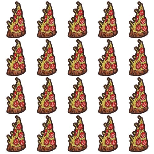 YYlingx Bestickte Pizza-Flicken für Kleidung, Fast Food, Pizza-Form, bestickt, Lebensmittel-Stil, dekorative bestickte Aufnäher für Jacken, Hüte, Rucksäcke, Jeans, DIY-Kleidung, 20 Stück von YYlingx