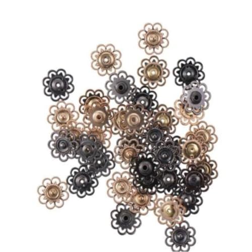 YYlingx Druckknöpfe in Blumenform, Metall, hohl, 21 mm, goldfarben und Rotguss, Vintage-Legierung, zum Aufnähen von Kleidung, 20 Sets YYlingx Druckknöpfe in Blumenform, Metall, hohl, 21 mm, goldfarben und Rotguss, Vintage-Legierung, zum Aufnähen von Kleidung, 20 Sets von YYlingx