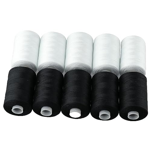 YYlingx Nähgarn, 10 Spule, 914 m, Polyester-Nähgarn für Nähmaschine, Zuhause, Nähgeschäft, Polyester-Nähgarn (schwarz und weiß) von YYlingx