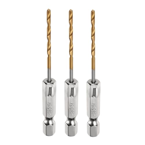 3 stücke Titan Spiralbohrer Schnellwechsel 1/4 "Sechskantschaft M35 Schnellarbeitsstahl for Stahl Kupfer Aluminium Holz(Style B) von YZADSXCL