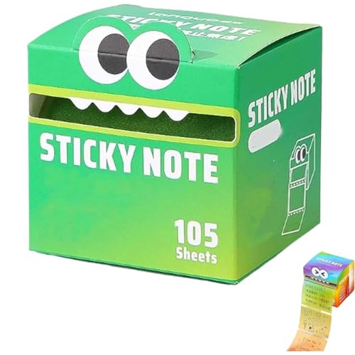 Cute Monster Pattern Sticky Note,105 Blatt Pastellfarbene Selbstklebende Notizzettel mit Lustigem Monster-Motiv, Pop-up-Memo Pads für Schule, Büro & kreative To-do-Listen (Green) von YZBBSH