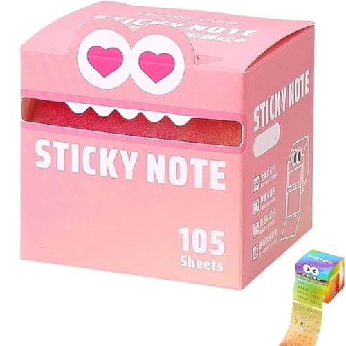 Cute Monster Pattern Sticky Note,105 Blatt Pastellfarbene Selbstklebende Notizzettel mit Lustigem Monster-Motiv, Pop-up-Memo Pads für Schule, Büro & kreative To-do-Listen (Pink) von YZBBSH