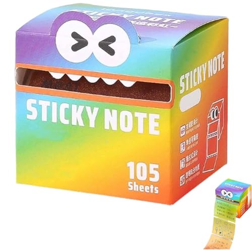 Cute Monster Pattern Sticky Note,105 Blatt Pastellfarbene Selbstklebende Notizzettel mit Lustigem Monster-Motiv, Pop-up-Memo Pads für Schule, Büro & kreative To-do-Listen (Rainbow colors) von YZBBSH