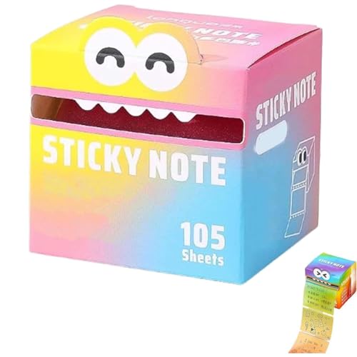 Cute Monster Pattern Sticky Note,105 Blatt Pastellfarbene Selbstklebende Notizzettel mit Lustigem Monster-Motiv, Pop-up-Memo Pads für Schule, Büro & kreative To-do-Listen (Yellow-Pink) von YZBBSH