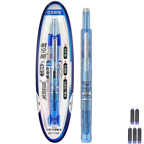 YZBBSH Füllfederhalter, einziehbar: 0,38 mm, blaue und schwarze Tinte, transparenter Schaft, inklusive 5 nachfüllbaren Tintenpatronen, glattes, auslaufsicheres Schreiben für Journaling, Büro und von YZBBSH