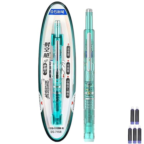 YZBBSH Füllfederhalter, einziehbar: 0,38 mm, blaue und schwarze Tinte, transparenter Schaft, inklusive 5 nachfüllbaren Tintenpatronen, glattes, auslaufsicheres Schreiben für Journaling, Büro und von YZBBSH