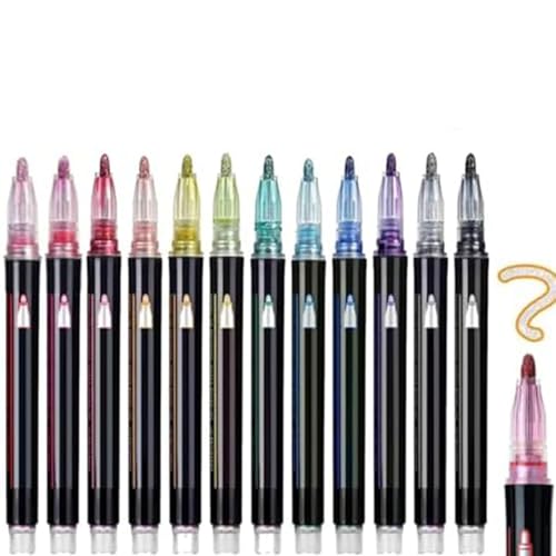 YZBBSH Illuminateupon Marker Stifte für Highlight, Illuminateupon Magische Stifte, Doppellinien-Glitzerstifte zum Zeichnen, Kritzeln, Journaling, DIY Kartenherstellung & Basteln (12 Stück) von YZBBSH