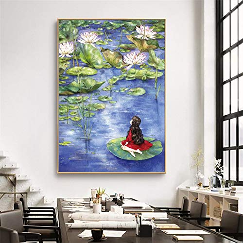 Handarbeit, DIY gedruckt Cartoon Schöne Mädchen Kreuzstichsätze für Vollstickerei Cross-Stitch Kit Home Wanddekoration ( Color : DX1069 he tang , Cross Stitch Fabric CT number : 9CT Cotton 63x86cm ) von YZDKJ