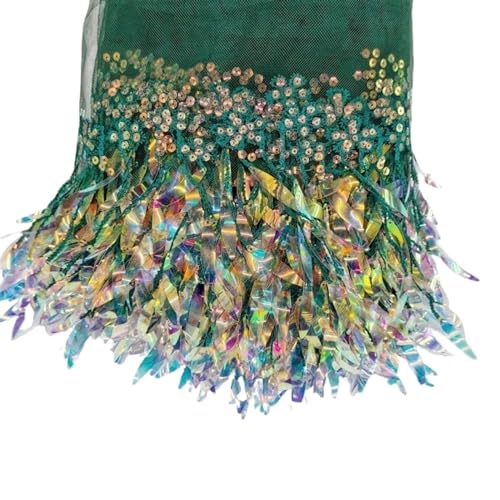 1–4 Yards 15 cm Pailletten-Quasten-Spitzenfransen for Nähen, Netz-Spitzenbesatz, Hochzeitskleid, Stoff, Kleidung, Bänder, DIY, Bekleidungszubehör für DIY-Handarbeiten und Nähen(Green,15cm-4Yards) von YZDKR