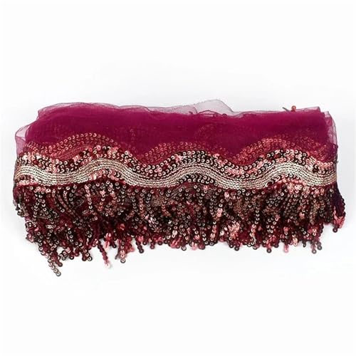 1–5 Yards 8 cm Pailletten-Quastenfransen-Netz-Spitzenbesatzband for Nähen von Performance-Rock, Hochzeitskleid, Dekorationsstoff für DIY-Handarbeiten und Nähen(Red,2Yards) von YZDKR