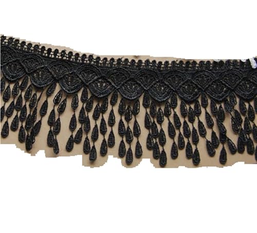 1 Yard Breite: 8 cm, wasserlösliche Quasten, Spitzenkleid-Besatz, Bänder, DIY Nähen, Kleidungsstück, handgefertigte Accessoires für DIY-Handarbeiten und Nähen(Black) von YZDKR