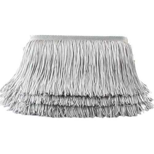 1 Yards/Lot Quaste Spitze Quasten Trim 10 cm/4 zoll DIY Dekoration Kleid Bühne Leistung Band für DIY-Handarbeiten und Nähen(Grey) von YZDKR