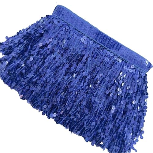 10 Meter Pailletten-Quasten-Fransenbesatz, Spitzenband, Kleid, 15 cm breit, Kleidung, Dekoration, Zubehör, DIY, Bekleidung, Nähzubehör für DIY-Handarbeiten und Nähen(Blue) von YZDKR