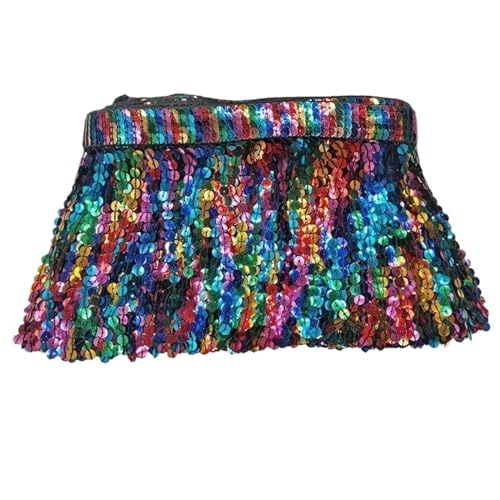 10 Yards Quaste Spitze bestickt Pailletten Fransen for Nähen ethnische Spitzenbesätze Band Latin Dance Kleidung Rock Besatz Zubehör für DIY-Handarbeiten und Nähen(Black) von YZDKR