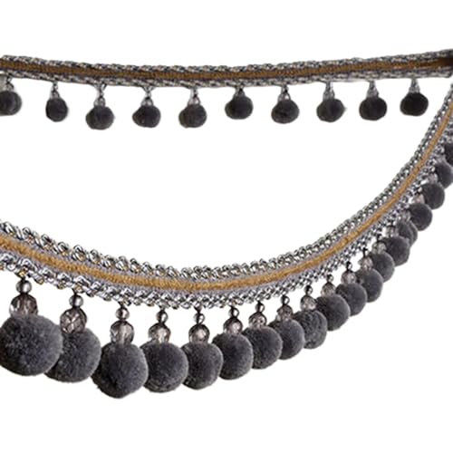 1M Quaste Spitze Fransen Ball Vorhang Sofa Tischdecke Zubehör Spitzenbesatz Nähen Diy Dekor Band für DIY-Handarbeiten und Nähen(12) von YZDKR