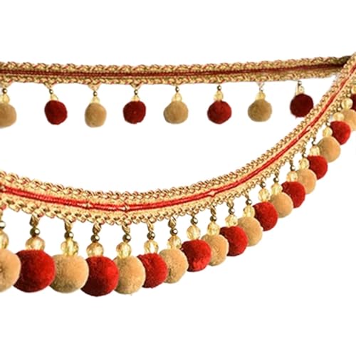 1M Quaste Spitze Fransen Ball Vorhang Sofa Tischdecke Zubehör Spitzenbesatz Nähen Diy Dekor Band für DIY-Handarbeiten und Nähen(14) von YZDKR