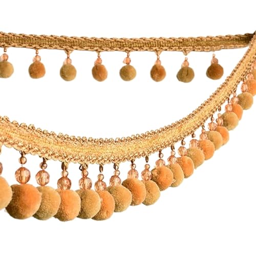 1M Quaste Spitze Fransen Ball Vorhang Sofa Tischdecke Zubehör Spitzenbesatz Nähen Diy Dekor Band für DIY-Handarbeiten und Nähen(4) von YZDKR